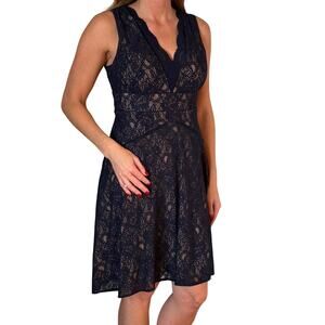 Adrianna Papell Women’s Navy Blue Lace Dress – Size 10